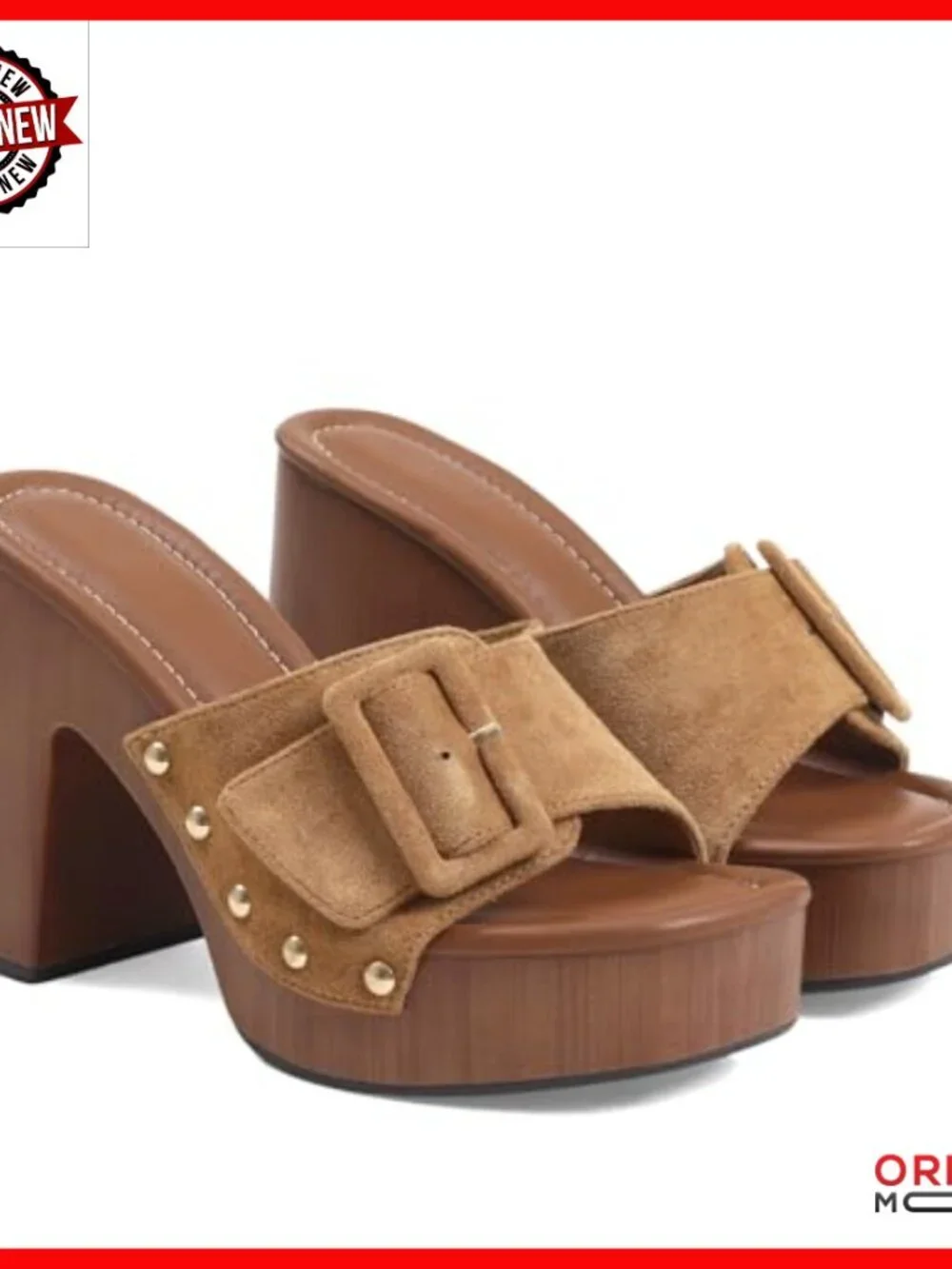 Platform Chunky Heel Sandals Slip On Mules 4.33 Inch Heel Party Shoes
